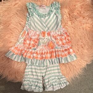 Beautiful Striped and Floral Kids Matching Set